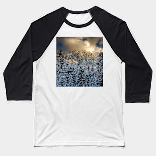 Mountains with snow in the sunset Baseball T-Shirt